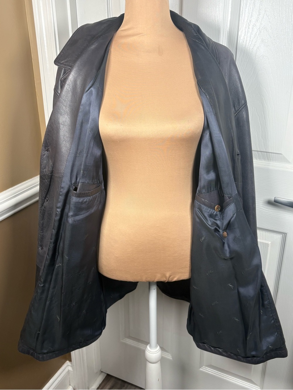 Yves Saint Laurent Vintage Lambskin Leather Coat Size 14 Petite - Picture 6 of 16
